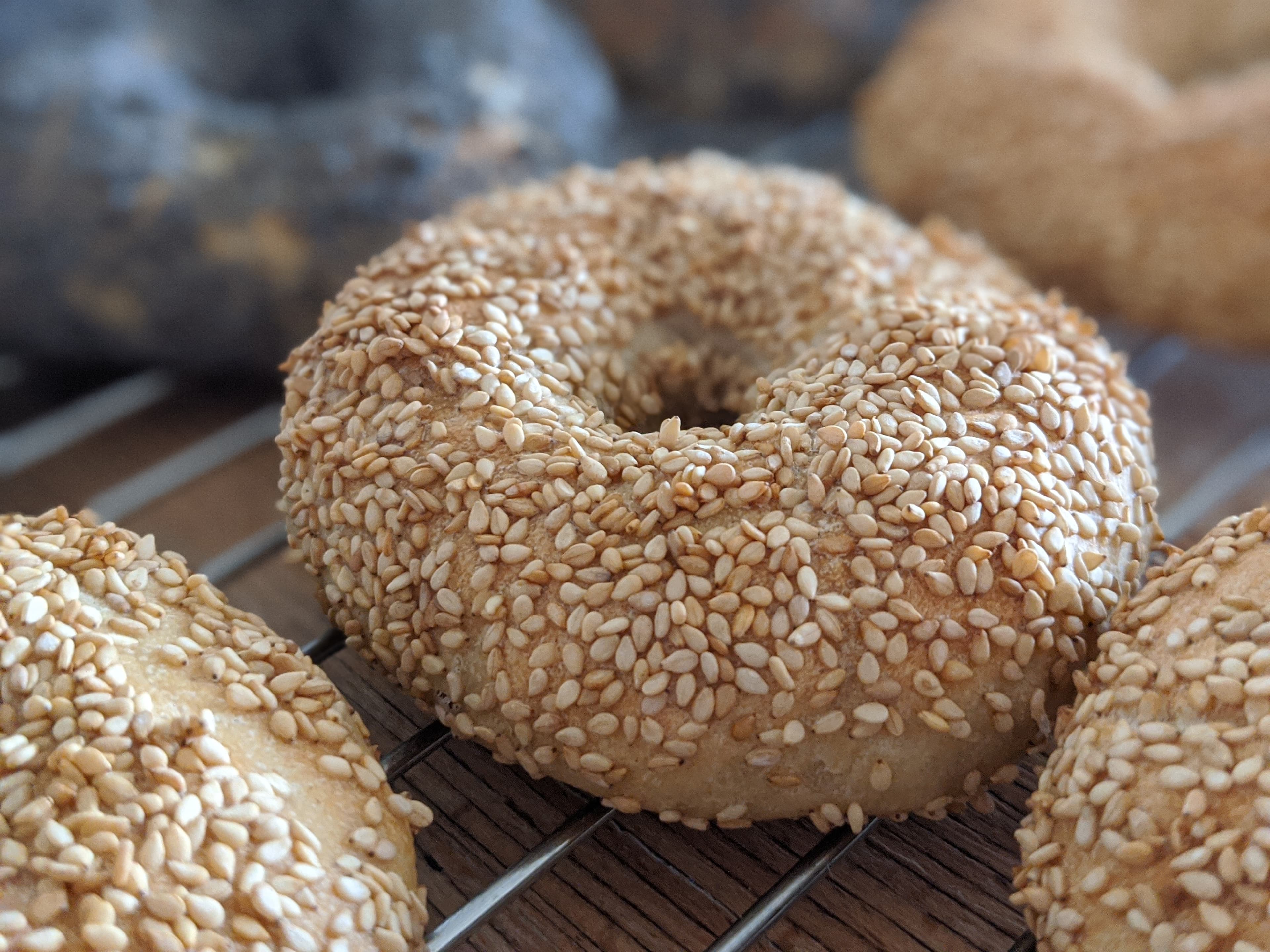 Bagel, wheat, with fruit and nuts